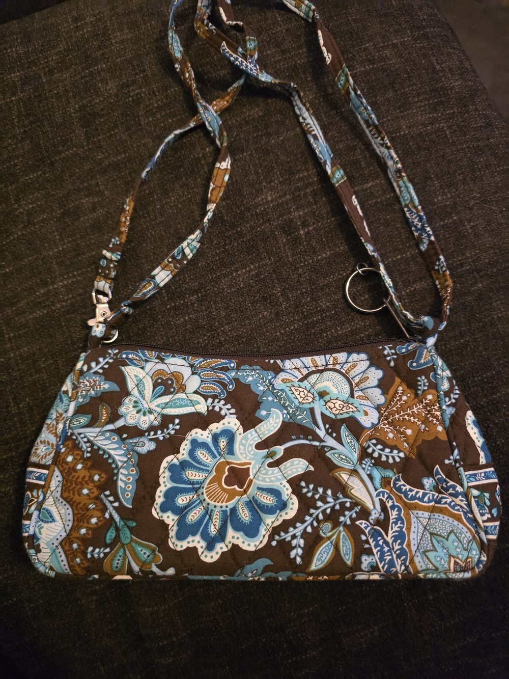 Vera Bradley Brown & Turquoise Floral Quilted Crossbody